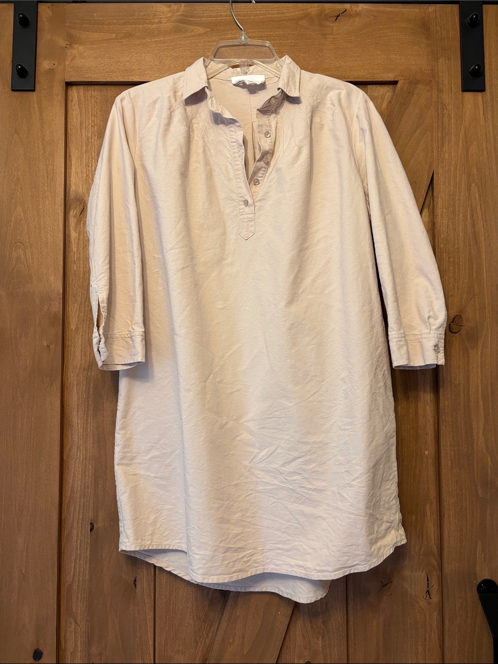 Pomander Place Soft Cream Mini Dress with Henley Placket